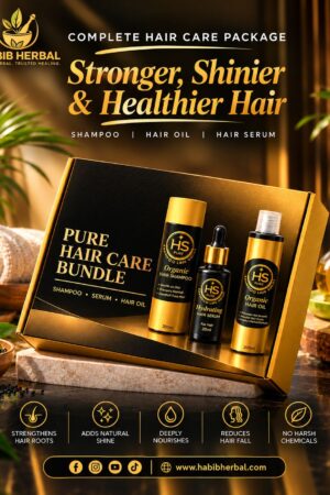 Habib Herbal HS Pure Organic Complete Hair Care Package – Shampoo, Hair Oil & Hydrating Serum